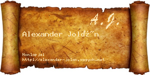 Alexander Jolán névjegykártya