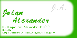 jolan alexander business card